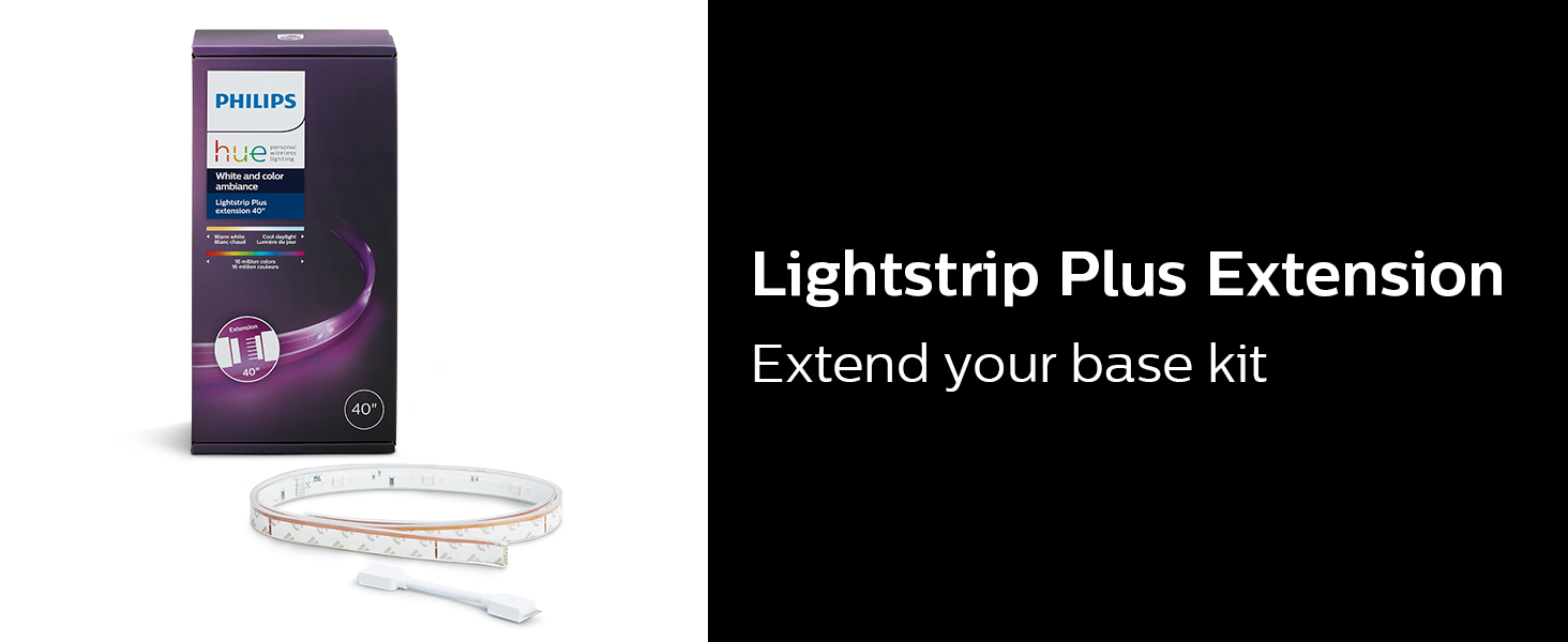  Philips Hue LightStrip Plus Dimmable LED Smart Light Extension  (Requires Lightstrip Base & Hue Hub, Works with Alexa, HomeKit & Google  Assistant) : Tools & Home Improvement