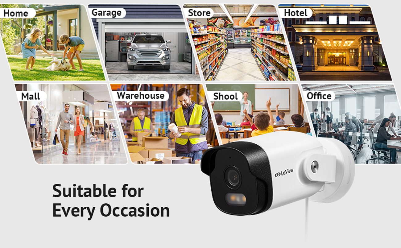 LaView Security Camera Outdoor with Color Night Vision,4pcs, White, LV-PWB10W-4PK  