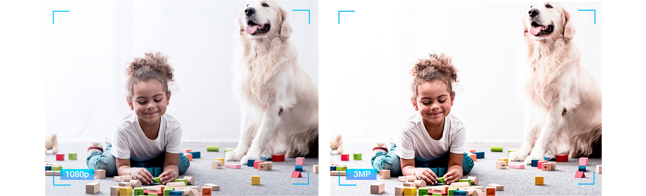 Comparison in image quality between 1080p resolution and 3MP resolution