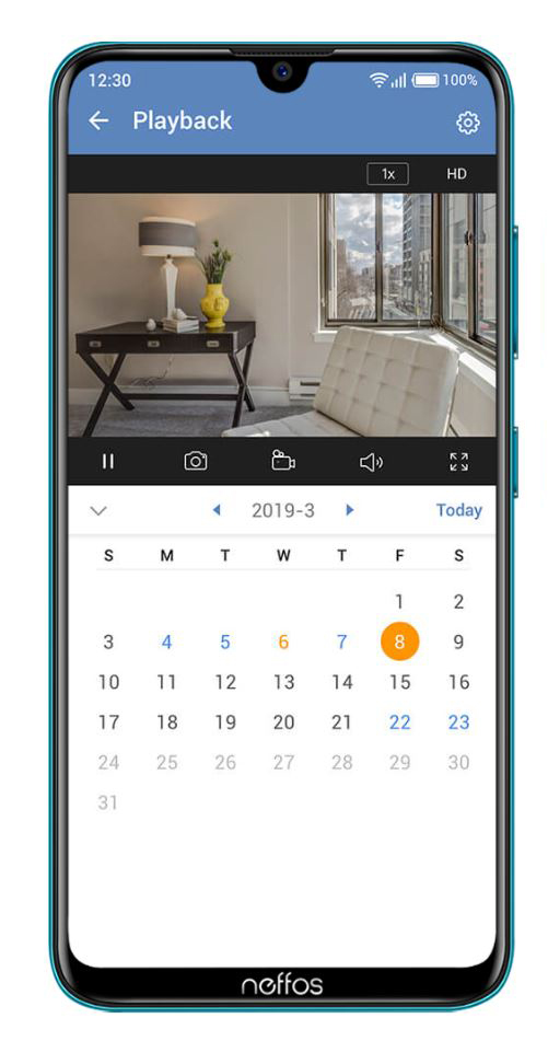 A recorded video has a calendar below