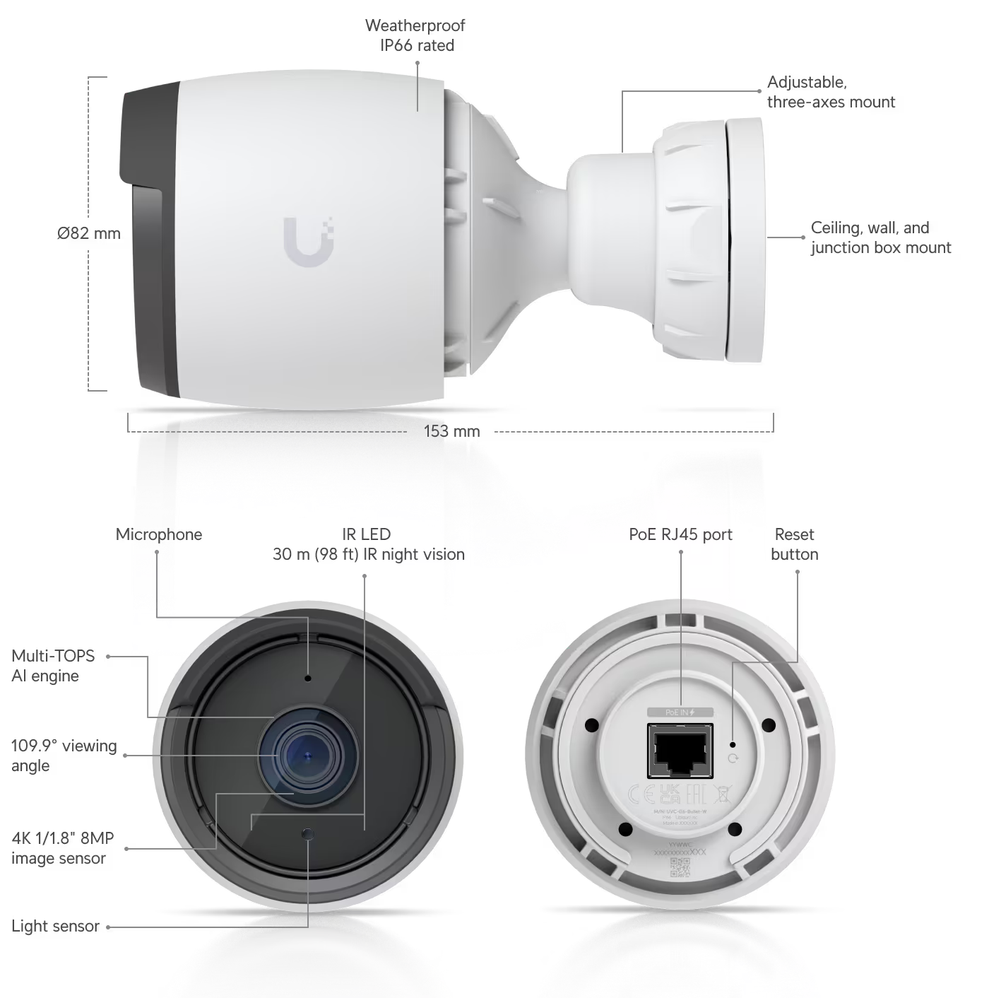 Ubiquiti G6 Bullet All-weather 4K PoE camera