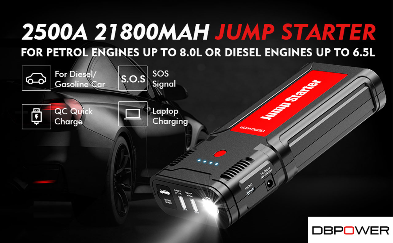 Car Jump Starter Booster 2500A 21800mAh Powerful Car Battery Jump Starter  With Large Display Lighting Charging Function Safe/Durable/Portable Buture
