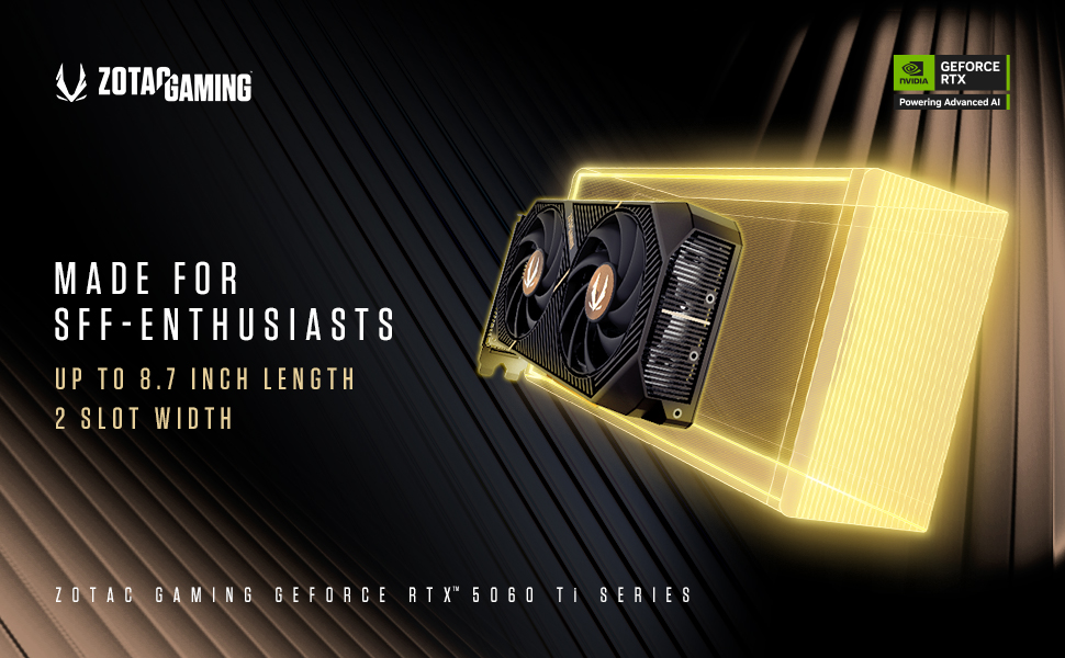 SFF-Ready, 2 slot width, metal backplate, up to 8.7 inch length