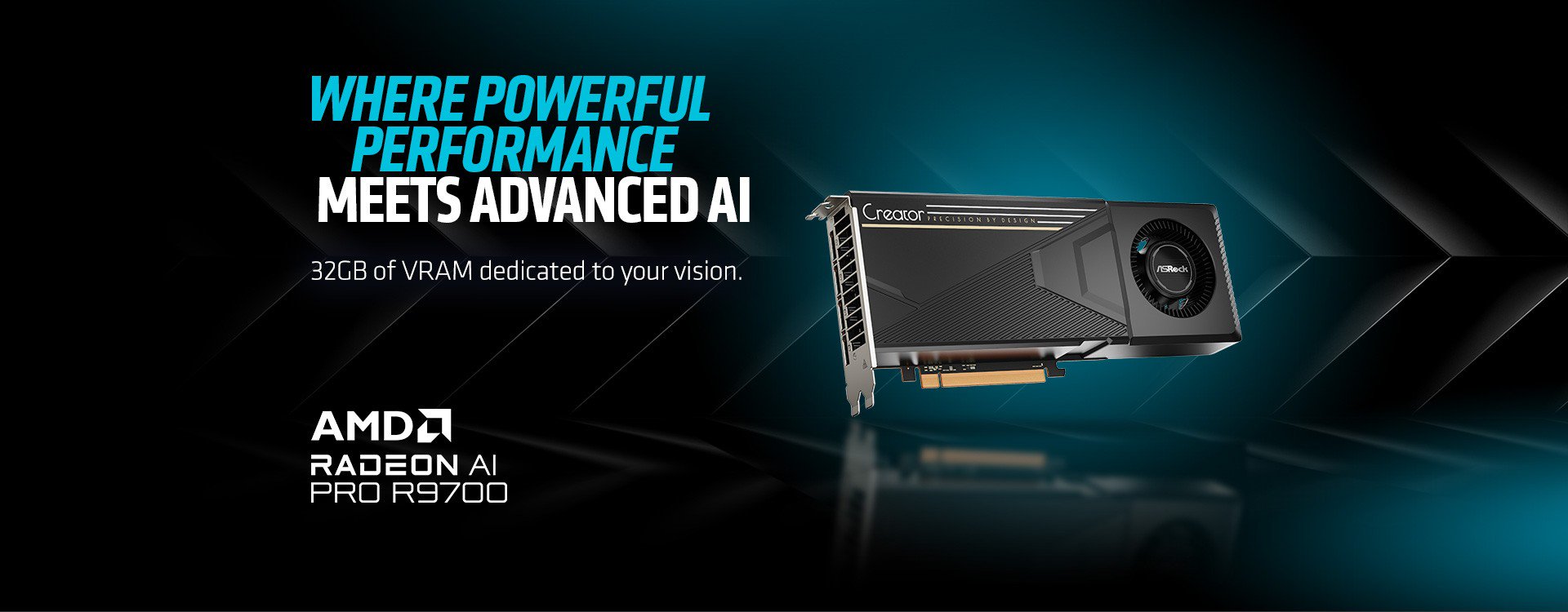 ASRock Creator Radeon AI Pro R9700 R9700 CT 32GB Graphics Card