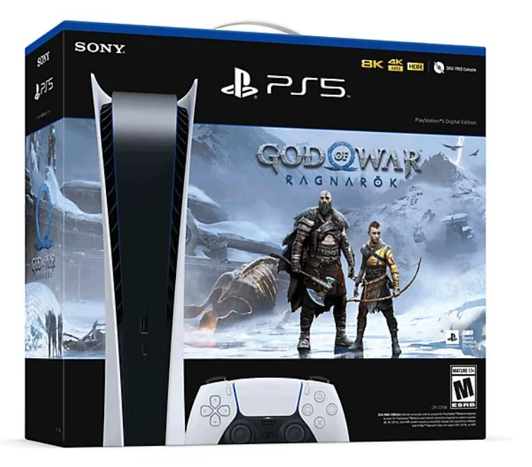 Best Buy: Sony PlayStation 5 Digital Edition God of War Ragnarök Console  Bundle White 1000032639