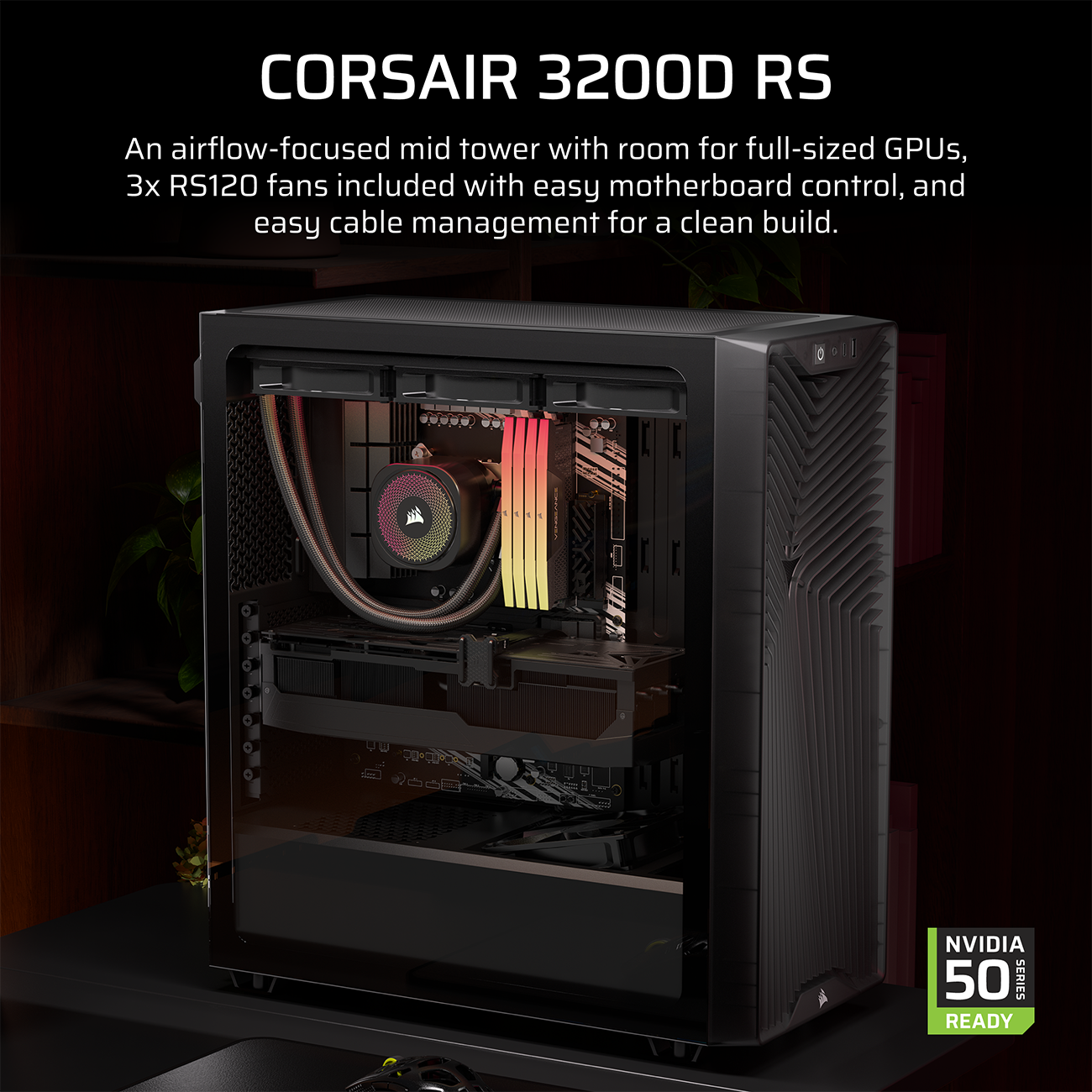 CORSAIR 3200D RS Mid-Tower PC Case - Smoke