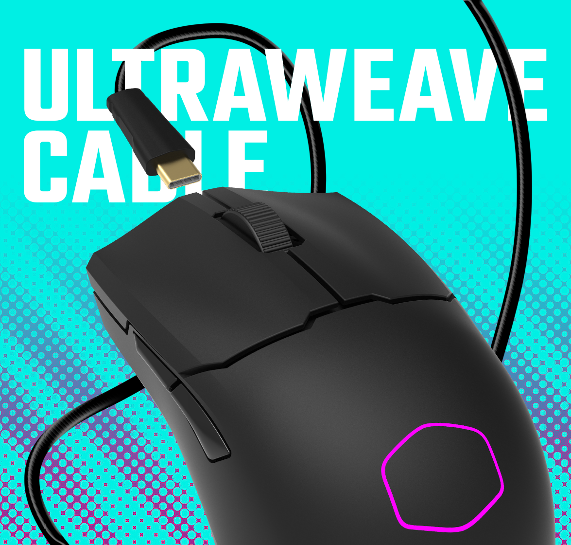 Cooler Master MM712 Wireless Gaming Mouse Black with Adjustable 19,000 DPI,  2.4GHz and Bluetooth , Ultraweave Cable, PTFE Feet, RGB Lighting and