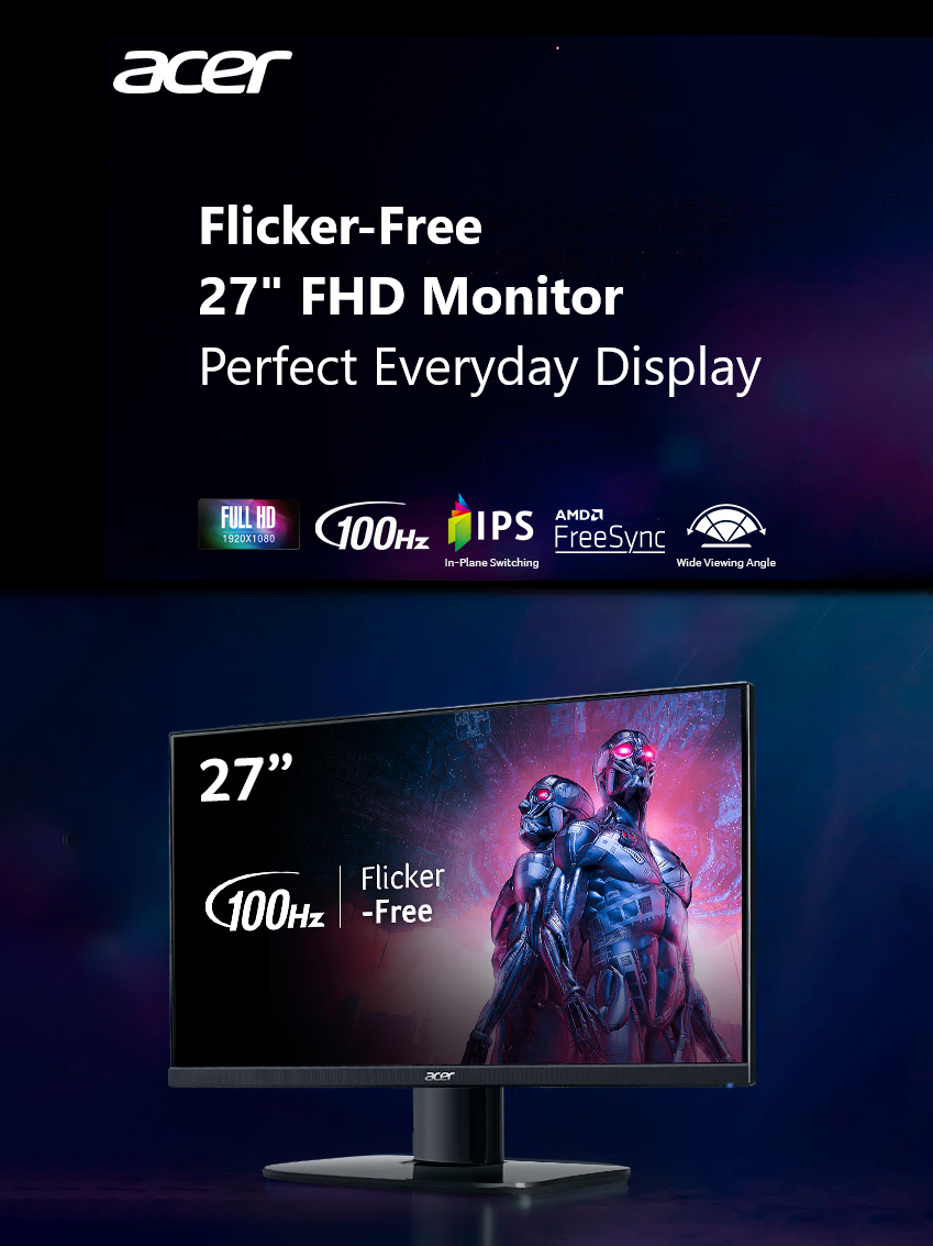 Flicker-Free 27-inch FHD Monitor Perfect Everyday Display
