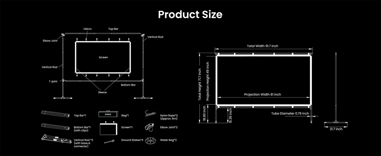 JMGO 100 inch-Portable-Projector Screen