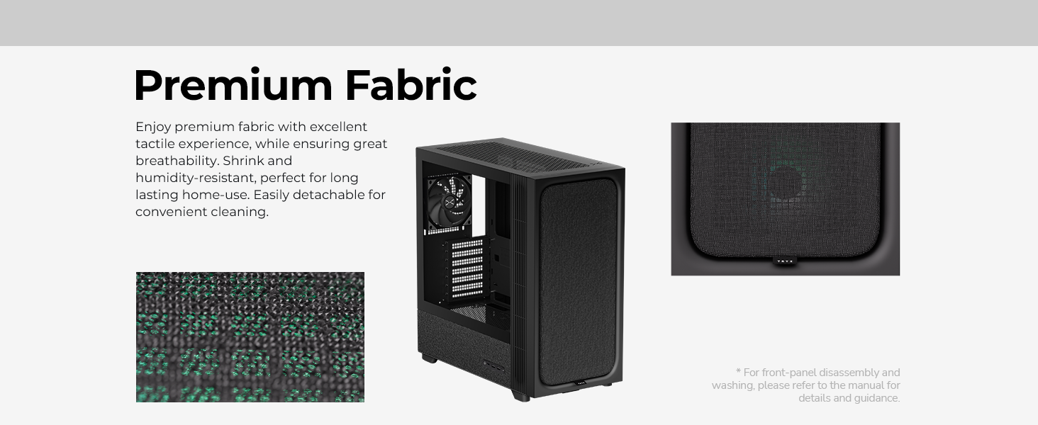 TRYX FLOVA Black Mid-Tower Fabric Crafted ATX PC Case features good breathability