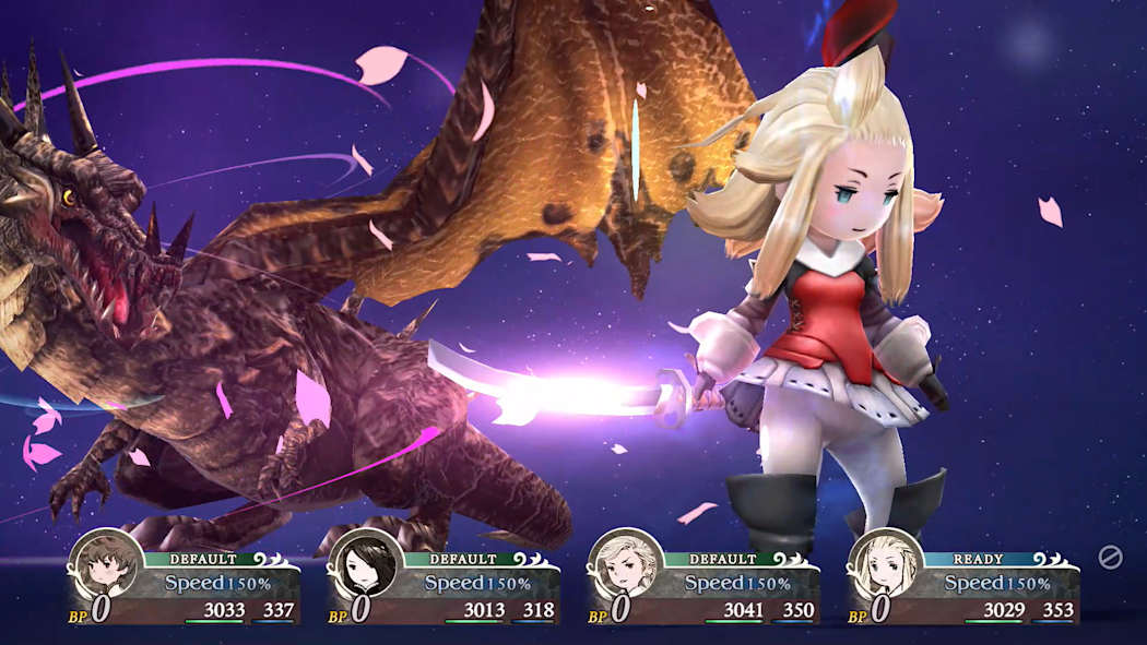 BRAVELY DEFAULT FLYING FAIRY HD Remaster screenshot showing job system menu with character classes and abilities configuration