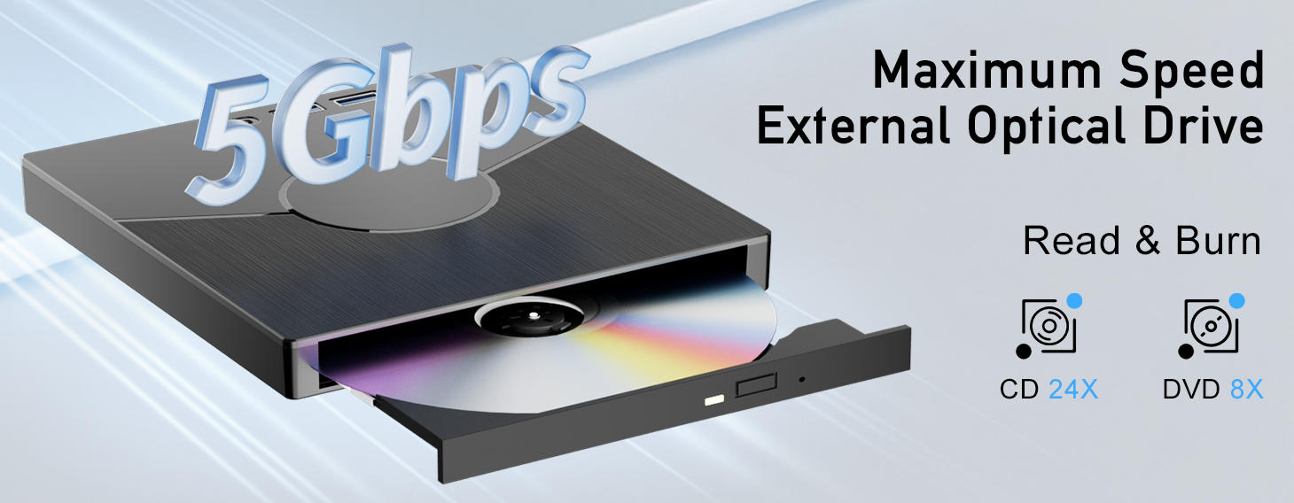 7 In 1 External CD Drive for Laptop, USB 3.0 & Type-C CD Rom External Drive