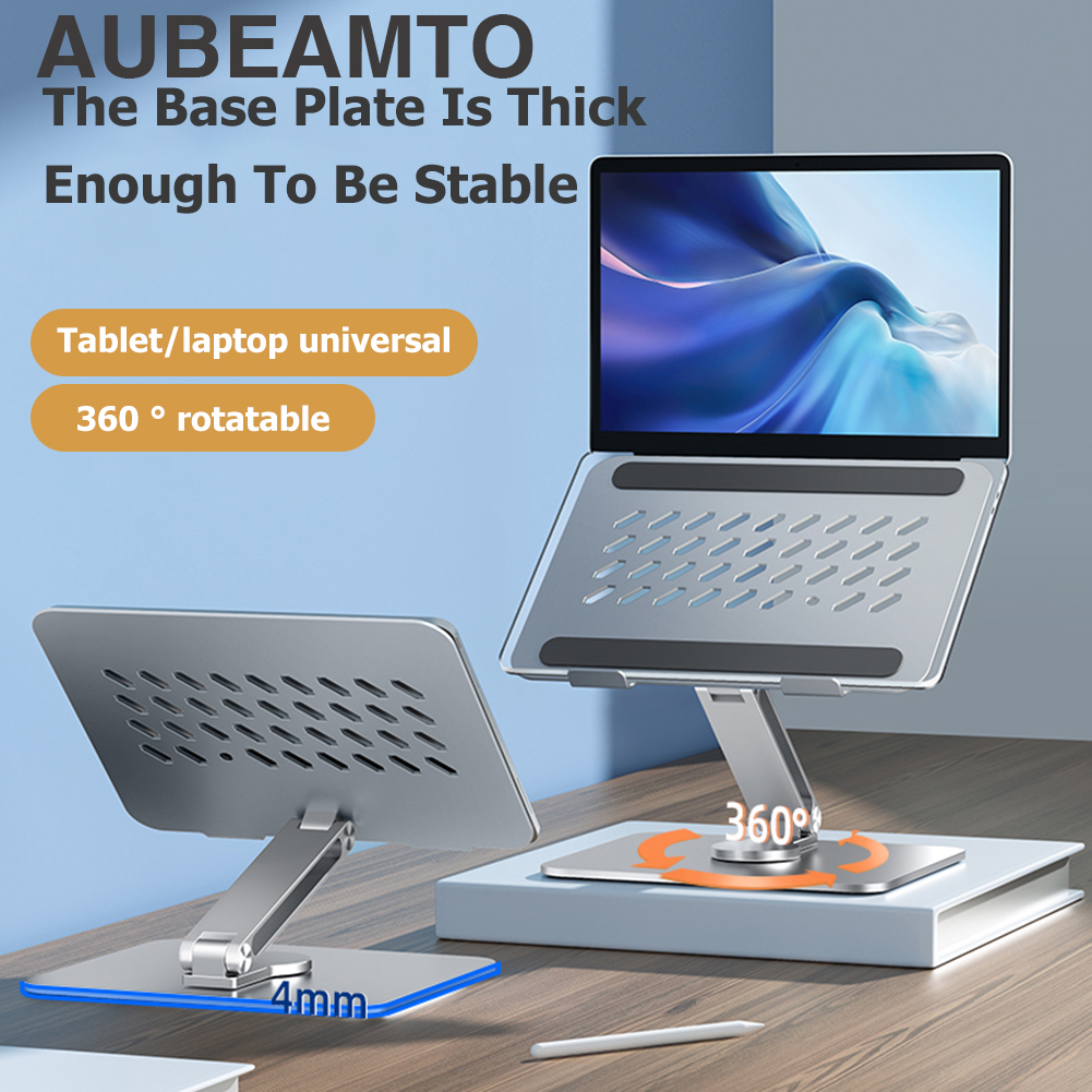 AUBEAMTO Laptop Stand 360° Rotating, Foldable Aluminum Laptop Desk Stand, Adjustable  Height Laptop Riser, Ergonomic Computer Monitor Stand, Compatible with PC, MacBook  Air/All 10-17.3 Laptops Tablet 