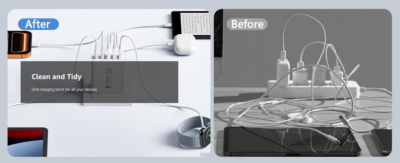 [2-Pack] USB C Wall Charger,50W 5-Port PD Fast USB C Charging Block