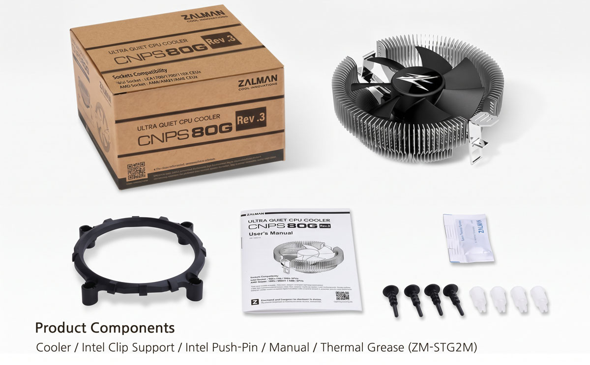 Zalman Ultra Quiet CPU Air Cooler CNPS80G Rev 3
