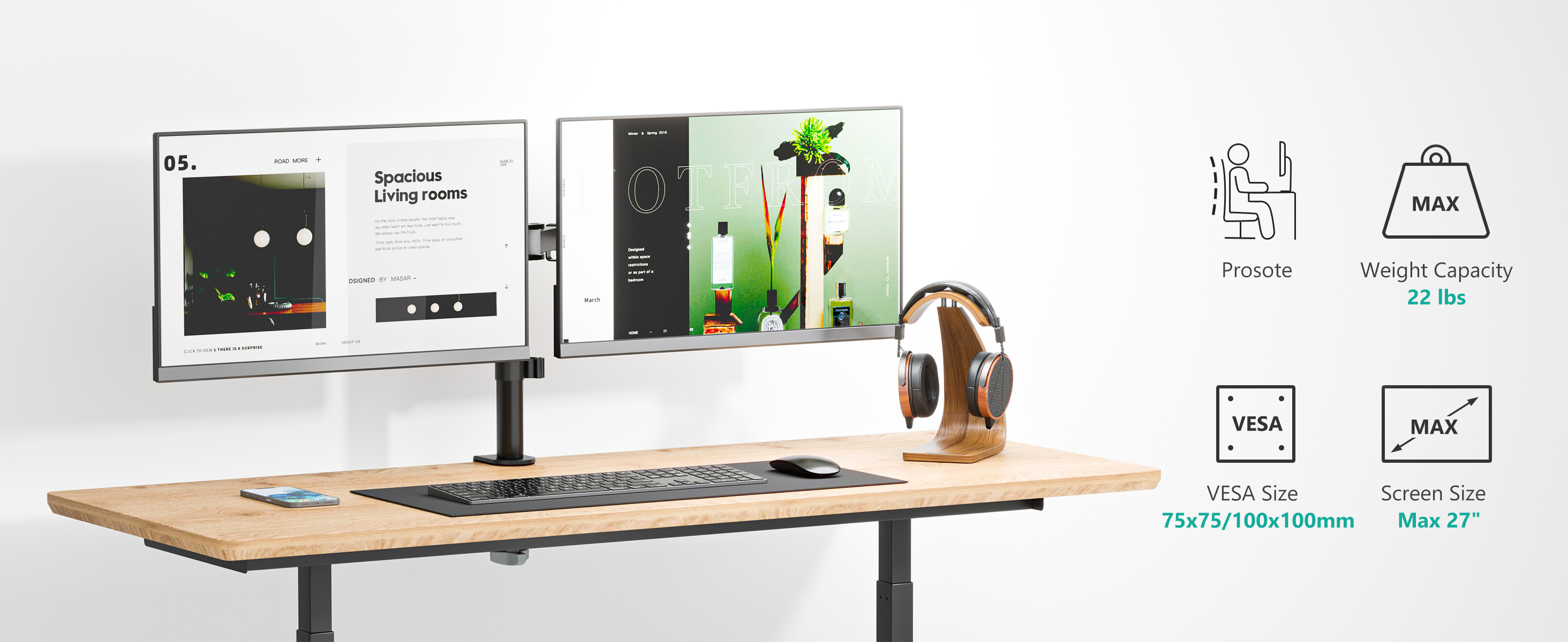 Dual Monitor Desk Mount