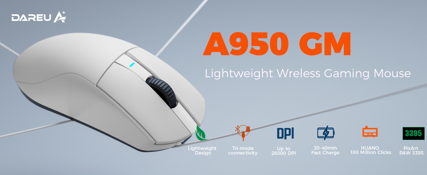 DAREU A950GM Wireless Gaming Mouse - White