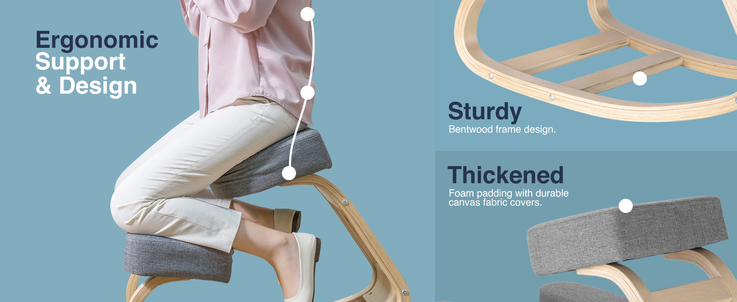 ergonomic kneeling chair, adjustable posture stool, kneeling office chair with wheels