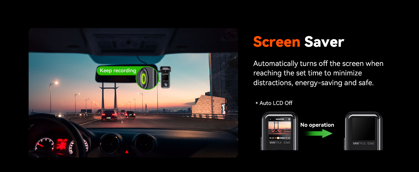 dash cam with screen saver