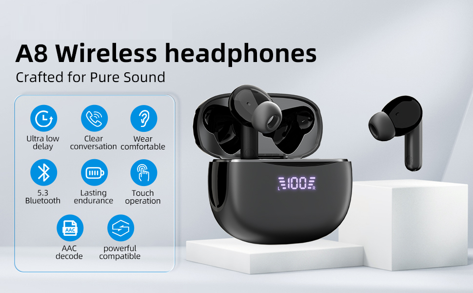 True Wireless Earbuds, ENC Noise Cancellation, LED Display, 13mm Dynamic Driver, 400mAh Charging Cas