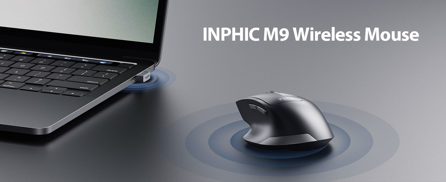 Wireless Mouse Rechargeable Mouse, Ergonomic 2.4G Cordless Mouse with USB Nano Receiver for Laptop P