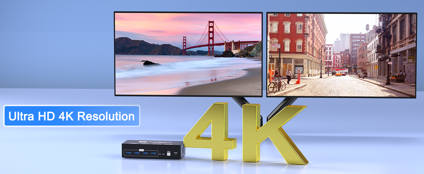 HDMI DisplayPort KVM Switch 2 Monitors 2 Computers, 4K@60Hz HDMI + Displayport Dual Monitor KVM Swit