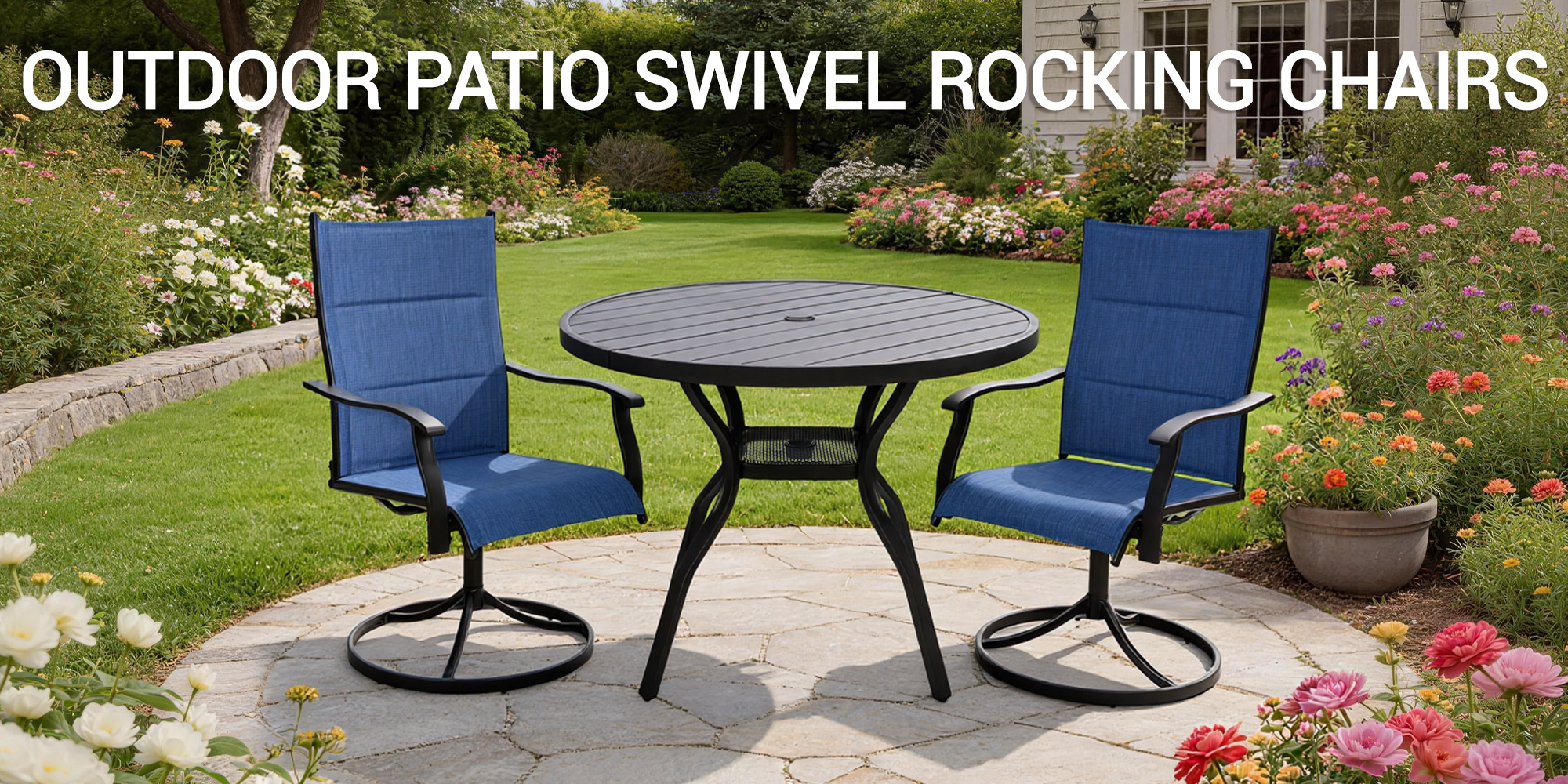OUTDOOR PATIO SWIVEL ROCKING CHAIRS