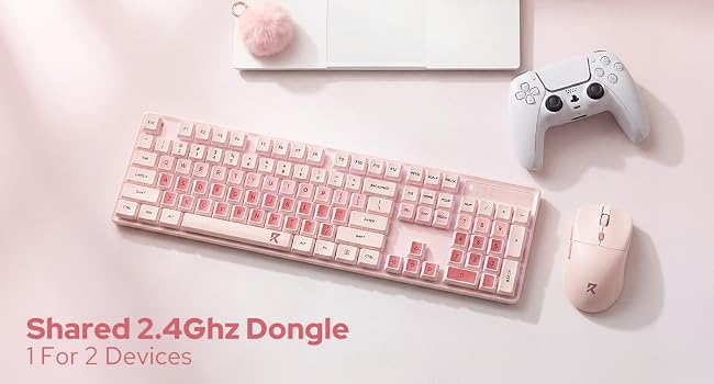 Redragon BS8531 Wireless 104-Key Low-Profile Keyboard, 4000 DPI Mouse Combo | 30% Slimmer Ultra-Thin