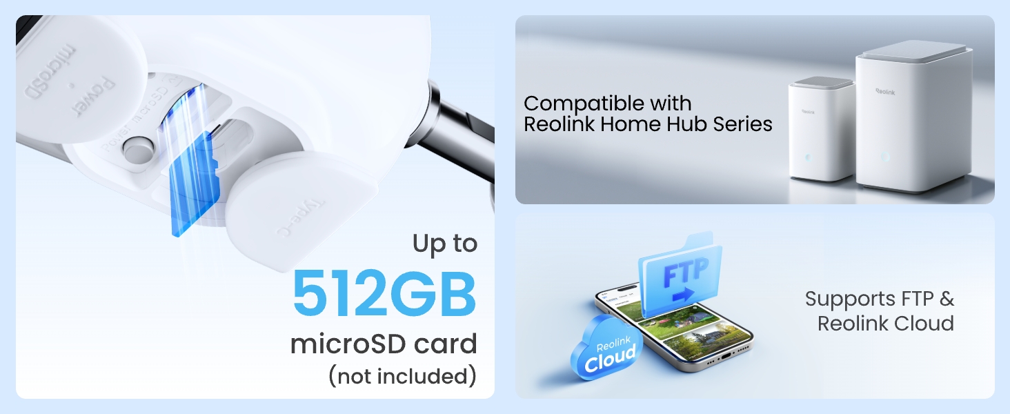 Argus 3 Pro is compatible microSD card, with support for capacities up to 512GB microSD Card.