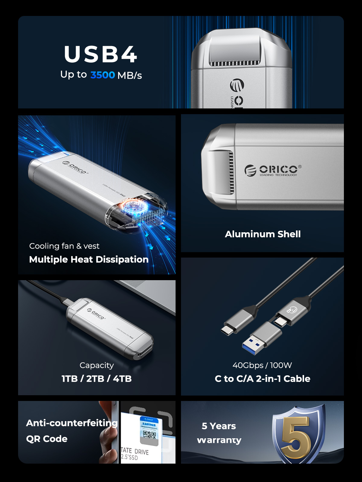 ORICO Silverstone Portable SSD 3500MB/s