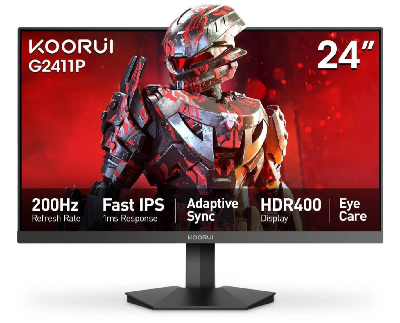 KOORUI 24 inch Gaming Monitor FHD 200Hz, 1920x1080 1ms Fast IPS, HDR400