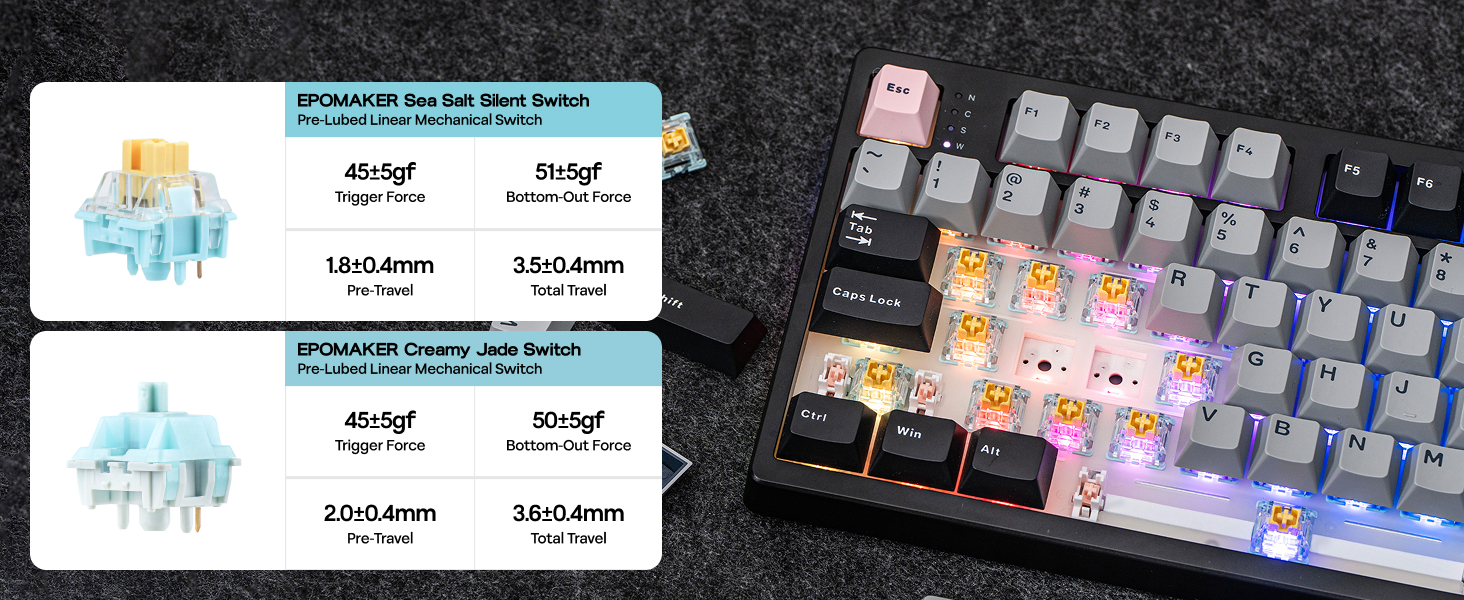 EPOMAKER TH108 PRO Full Size Mechanical Keyboard Sea Salt Linear Switch