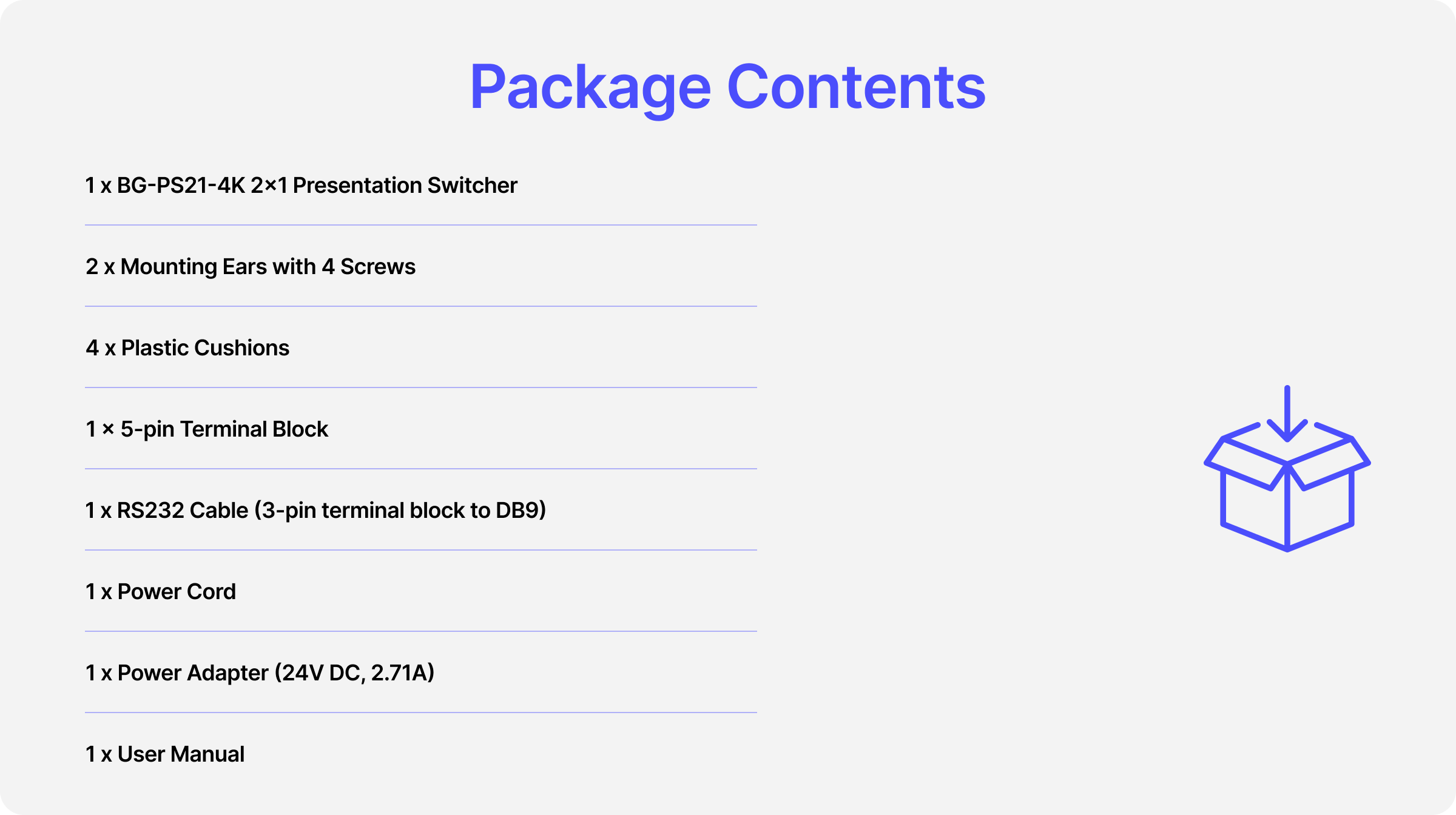 package contents