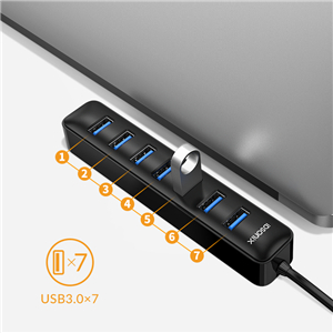 IDsonix 7-Port USB 3.0 Hub | 5Gbps Data Transfer | Red Compact Design For Laptop & Desktop