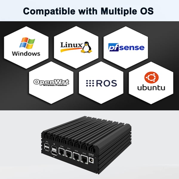Micro Firewall Appliance, Mini PC, Intel 12th Gen Core I3 N305, HUNSN RJ34,  pFsense Plus, Mikrotik, OPNsense, VPN, Router PC, GPIO, TF Slot, HDMI, DP