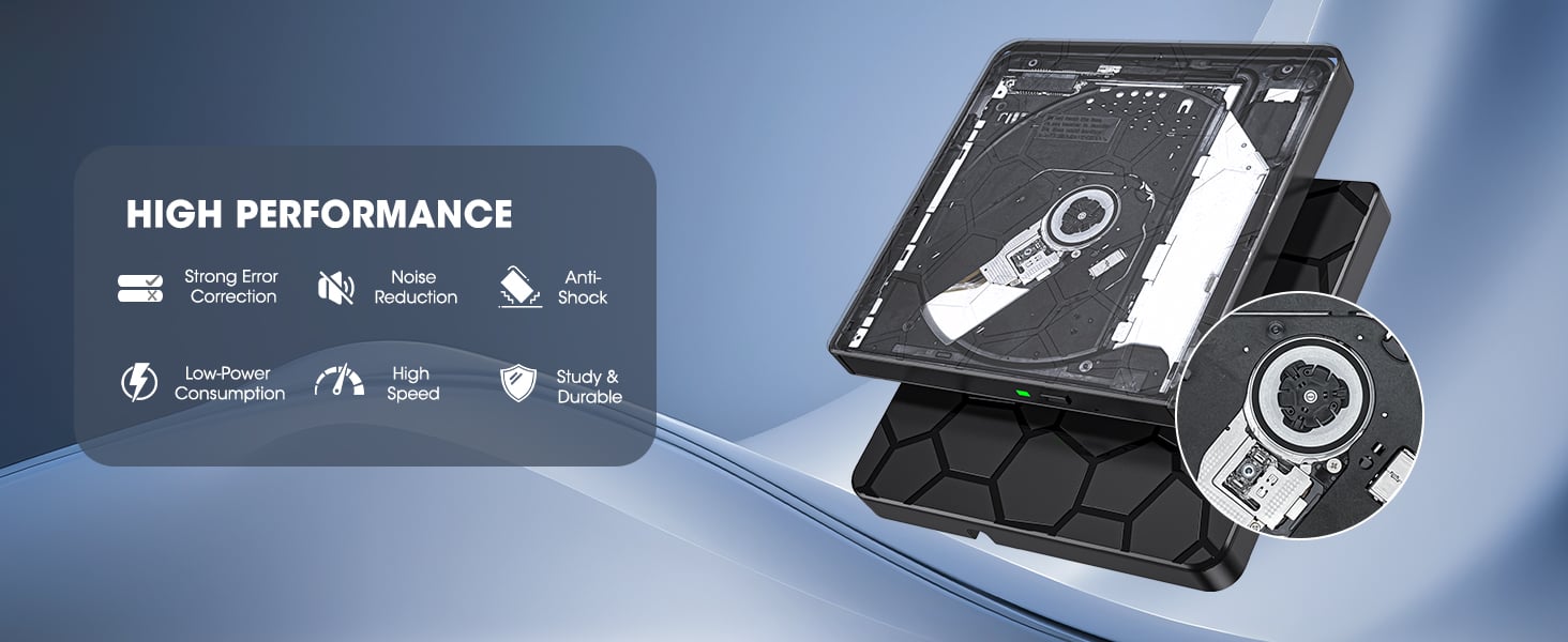 External CD DVD Drive, USB 3.0 Type-C External CD/DVD Optical Drive, Portable CD/DVD Player Burner R