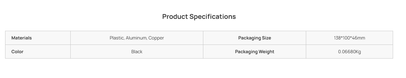 Product Specifications