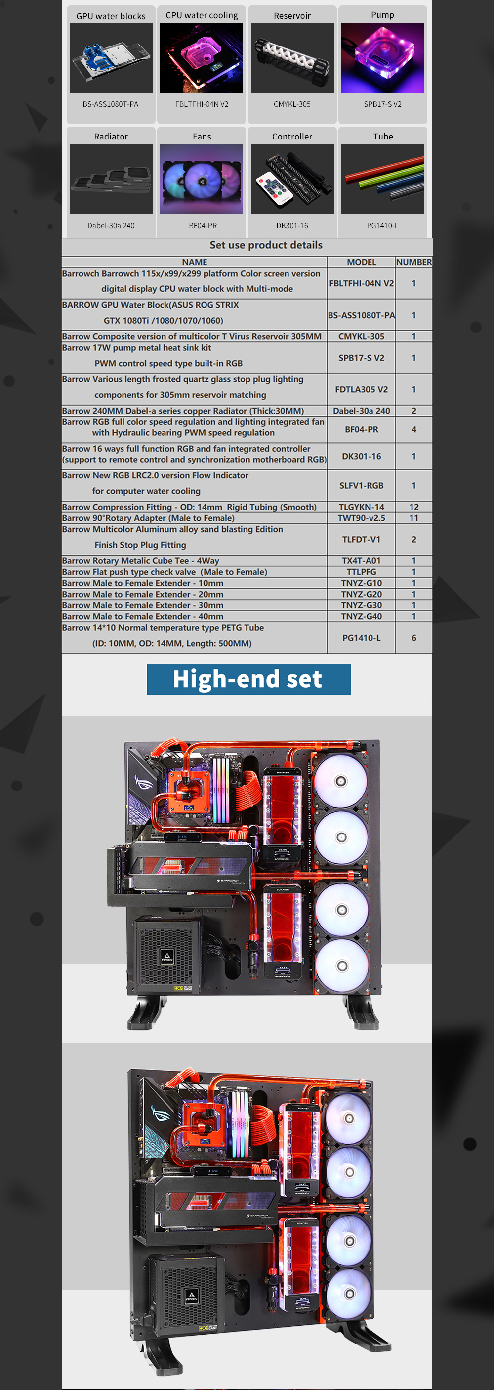 Barrow Water Cooling Kit for TT P5 Case, For Computer CPU