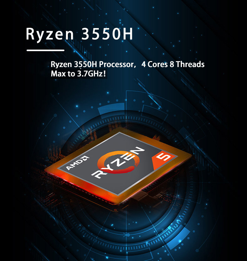 GenMachine Mini PC AMD Ryzen 5 R5 3550H Desktop M.2 NVME SSD 2xDDR4 2x4K