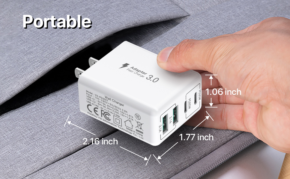 40W 4-Port USB C Charger Block