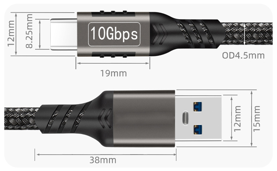 USB-C Cable 10Gbps, [3.3Ft/1M 2-Pack], USB 3.2 Gen 2 Data Sync Transfer, 60W 20V 3A Fast Charger, Ny