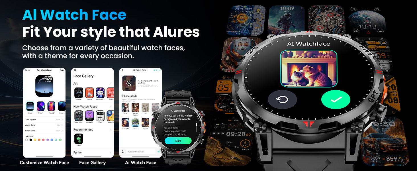 Military Smart Watch with GPS/Compass,Smartwatch with GPT Voice Assistant,1.56" AMOLED Screen