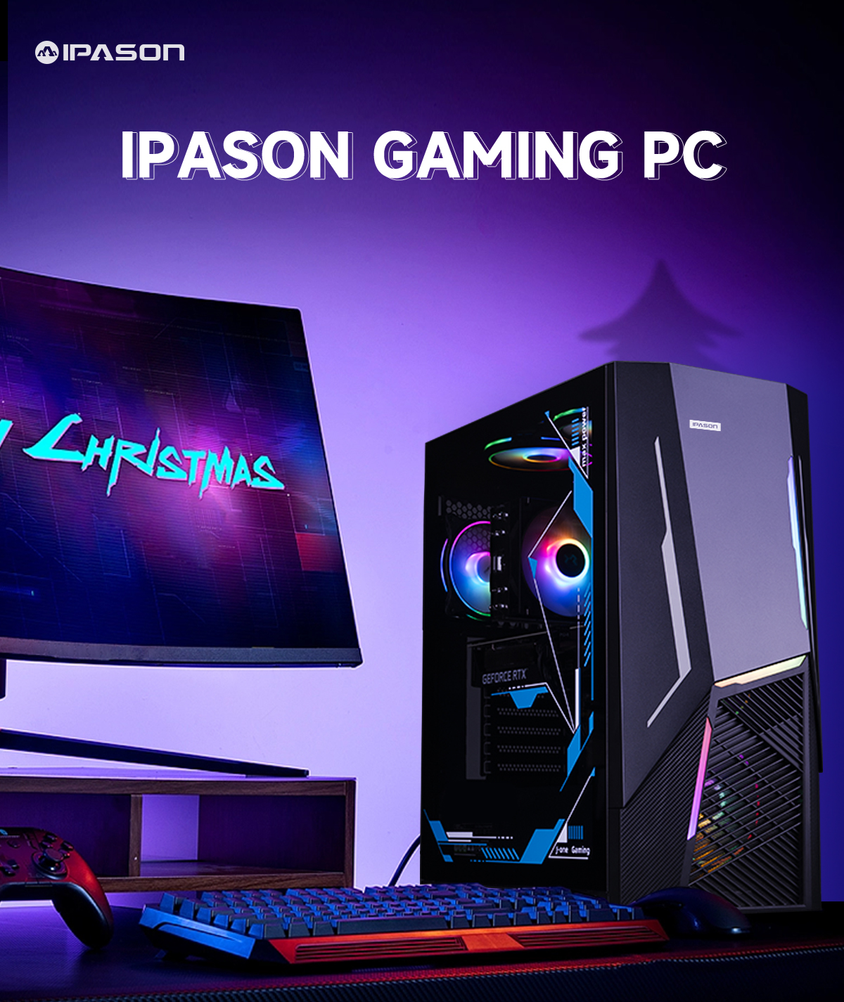 IPASON Gaming PC - Intel i7 12700F - GeForce RTX 3060 Ti - 16GB DDR4  3200MHz - 1TB M.2 NVMe SSD - Windows 11 home - RGB FANS - B240 AIO - 650W  PSU - WIFI 