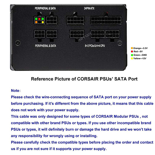 6pin to sata power supply cable