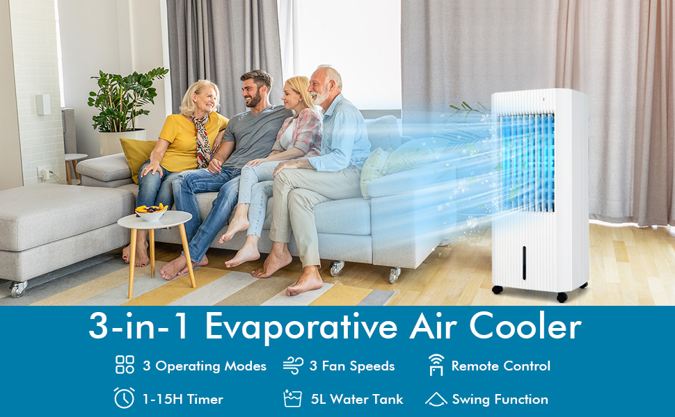 Costway 3In1 Evaporative Air Cooler w/ Humidifier & Fan Portable