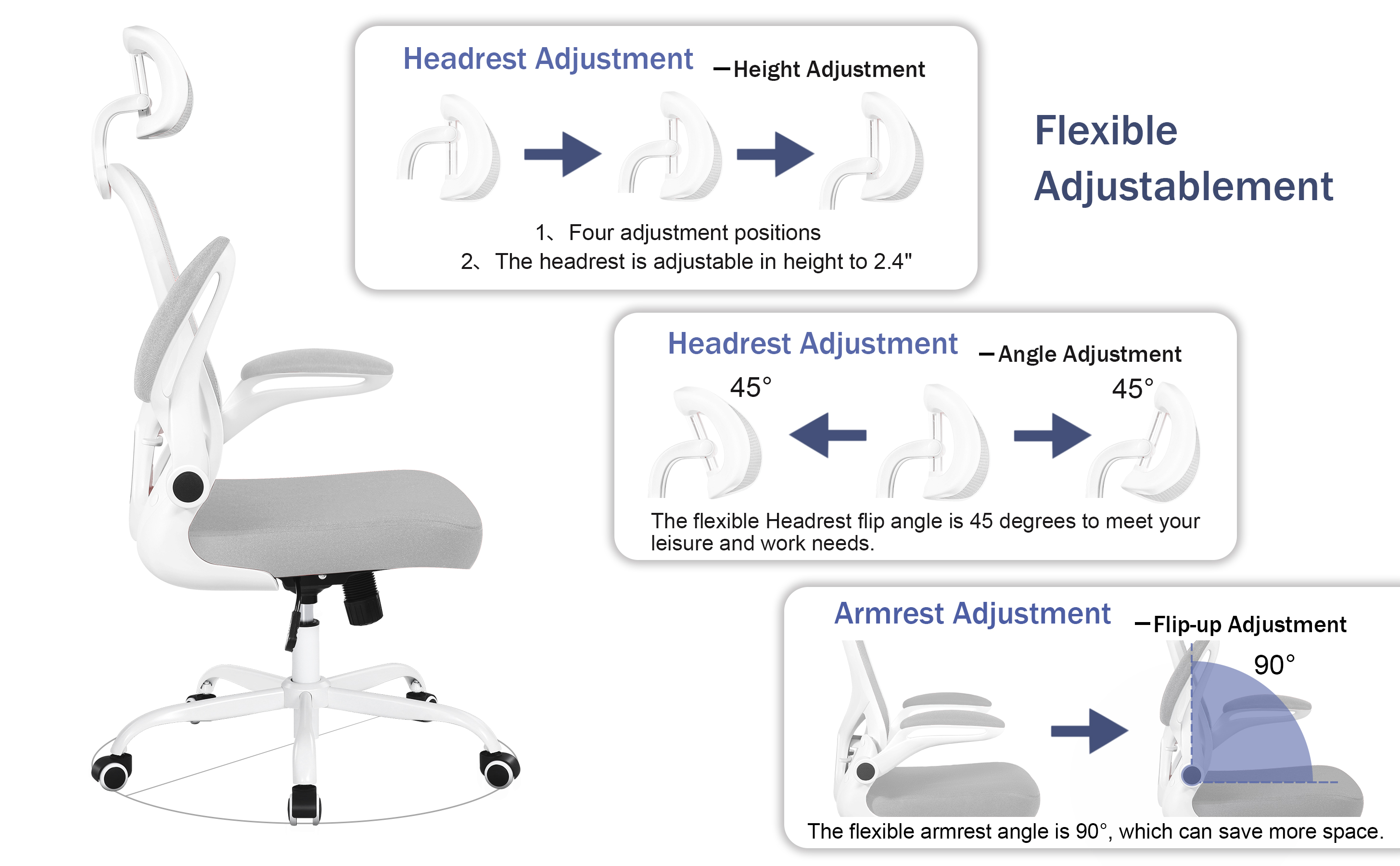 Misolant Ergonomic Chair, Office Desk Chair, Office Chair, Desk Chair with  Headrest, Ergonomic Office Chair Adjustable Lumbar Support and Flip up  Armrest, Office Desk Chair Ergo Computer Chair - Yahoo Shopping