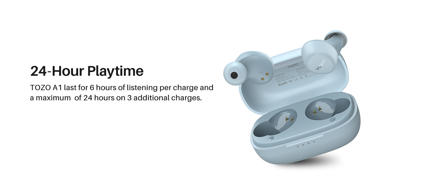thumbnail interactive-video image 1 of TOZO A1 Mini Bluetooth 5.3 Earbuds - Obsidian Black (Renewed) - 30H Battery Life 1 of 6