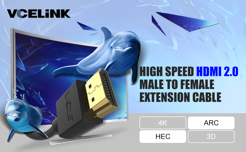 High speed HDMI 2.0 male to female extension cable