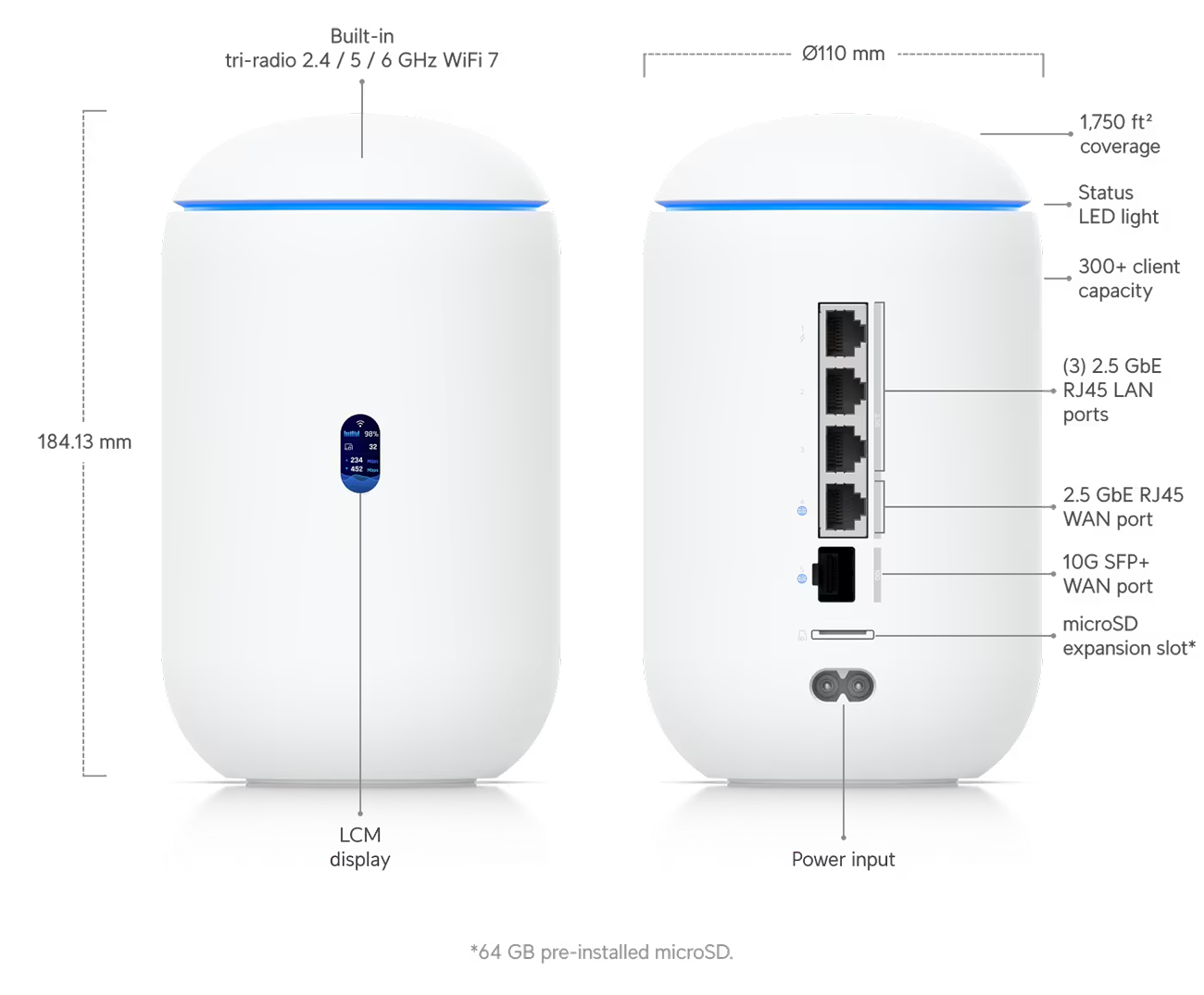Ubiquiti Dream Router 7 Desktop 10G Cloud Gateway with Integrated WiFi 7
