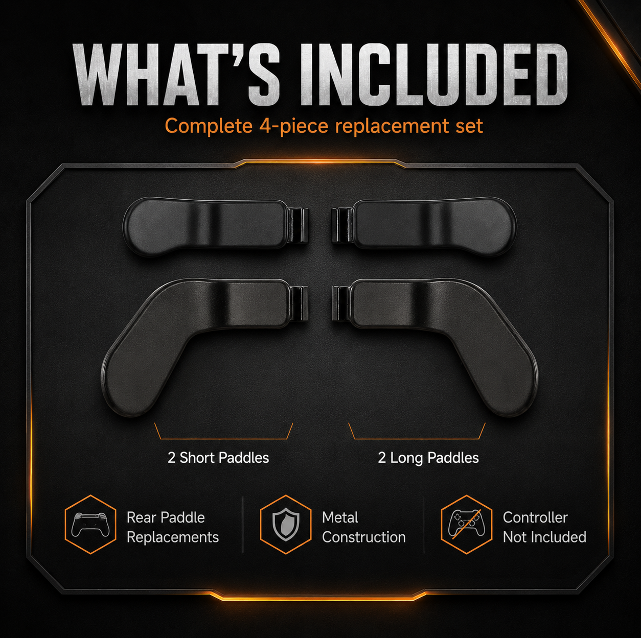 4 piece paddle kit, 2 long paddles, 2 short paddles